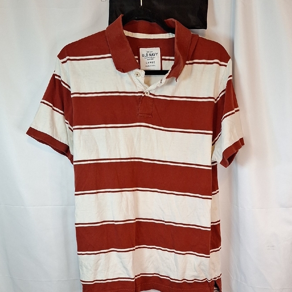 Old Navy Men's Red Striped Polo Shirt. - Picture 1 of 3